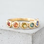 'Iris' Rainbow Sapphire Eternity Ring Recycled 9ct Gold, thumbnail 2 of 12