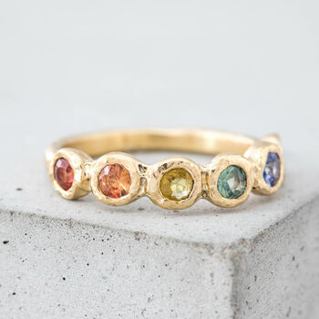 'Iris' Rainbow Sapphire Eternity Ring Recycled 9ct Gold, 2 of 12