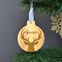 Personalised Silver Or Gold Metal Stag Christmas Bauble, thumbnail 4 of 4