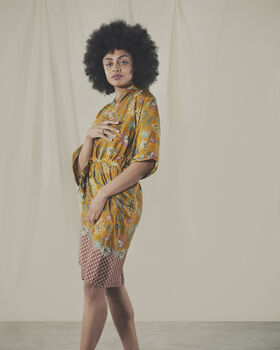 Luxury Golden Silk Blend Kimono Robe, 2 of 4