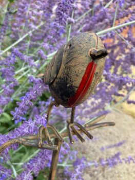 Metal Robin Redbreast Garden Stake – Bird Ornament, 7 of 8