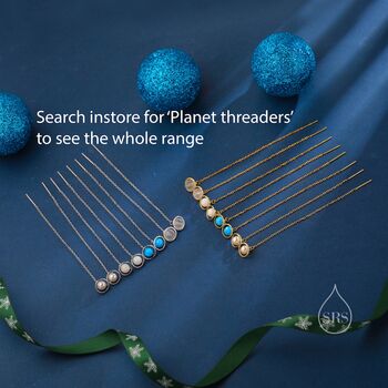 Sterling Silver Blue Opal Planet Threader Earrings, 11 of 11