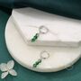 Sterling Silver Genuine Moss Agate Trio Huggie Hoop Earrings, thumbnail 3 of 10