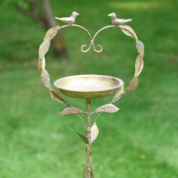 Cast Iron Love Birds Freestanding Garden Bird Dish, 6 of 11