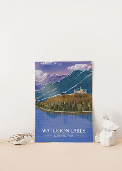 Waterton Lakes National Park Canada Travel Poster Print, 2 of 8