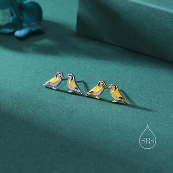 Goldfinch Bird Stud Earrings In Sterling Silver, 8 of 12