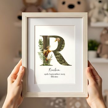 Personalised Woodland Baby Birth Print, New Baby Gift, 2 of 9