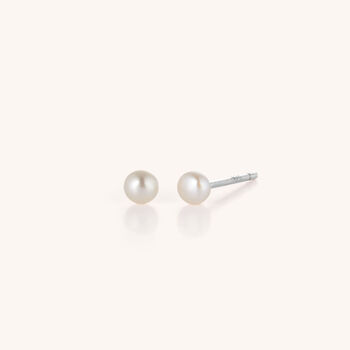 Tiny Pearl Button Stud Earrings, 2 of 6