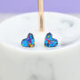 Mini Blue Festival Confetti Love Heart Earrings Studs, thumbnail 1 of 2