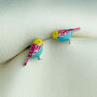 Sterling Silver Colourful Bird Stud Earrings, thumbnail 1 of 9