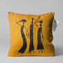 Abstract Orange Pillow Cover With Trio African Women, thumbnail 1 of 7