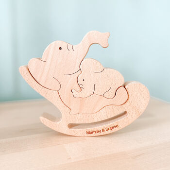 Handmade Wooden Elephant Mum And Baby, 5 of 7