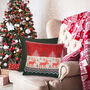 Christmas Deer Cushion Cover With Red, Green And White, thumbnail 7 of 8