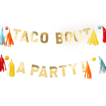 Gold Taco Party Pompom And Tassel Party Bunting, 2 of 3