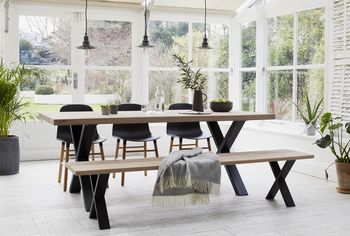 Oak Dining Table With Black Steel X Frame, 2 of 2