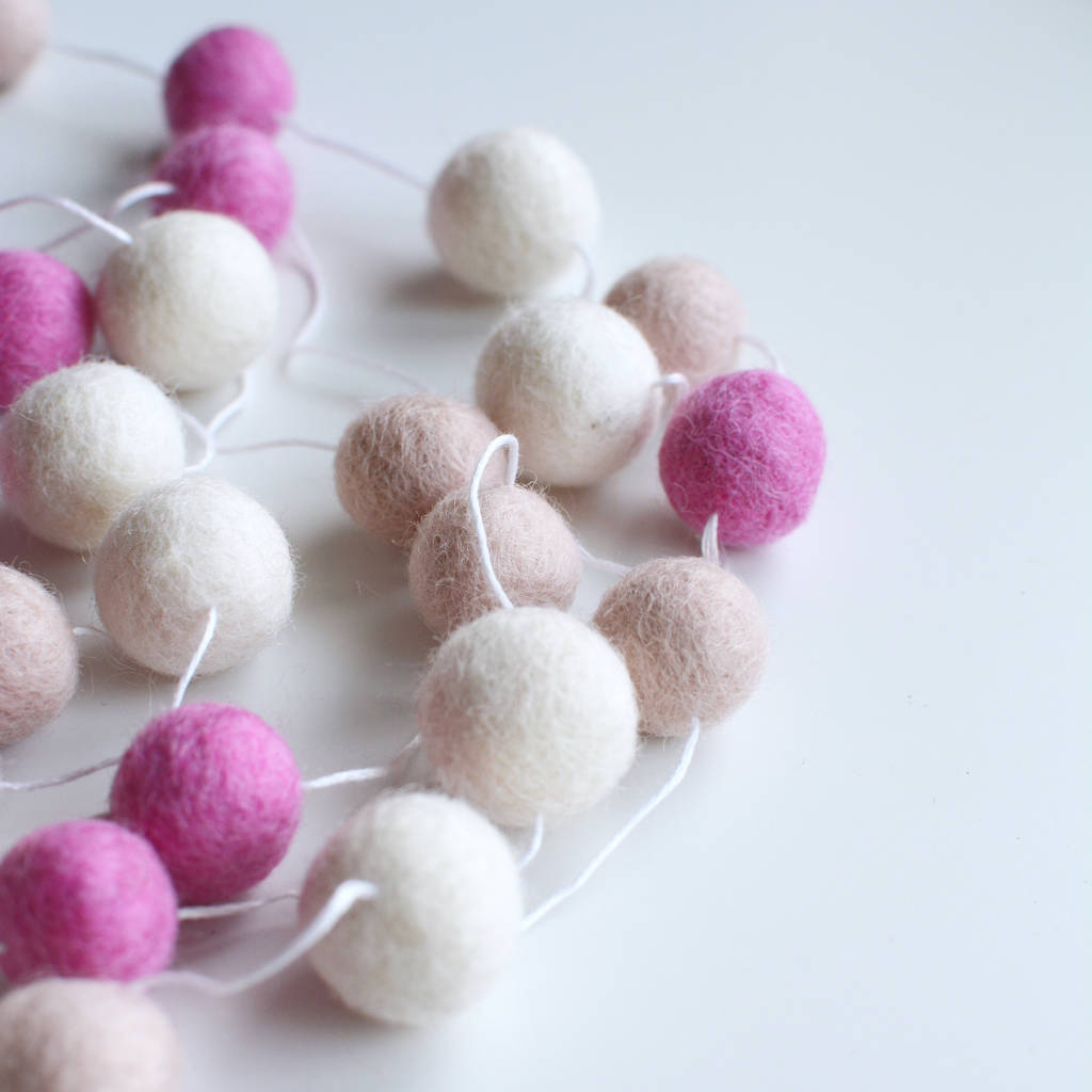 felt ball garland diy kit pink by littlenestbox