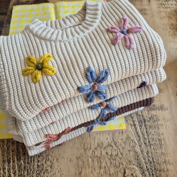 Hand Embroidered 'Flower' Baby And Toddler Jumper, 3 of 4