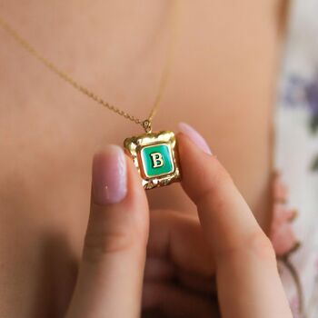 Vintage Initial Necklace Personalised Various Colours, 8 of 11