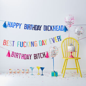 Happy Birthday Dickhead Balloons And Bunting Pack, 2 of 2