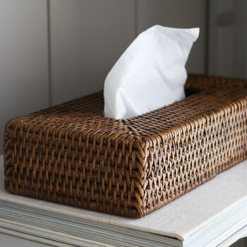 Marbury Brown Rattan Shallow Rectangle Tissue Box Cover, 2 of 3