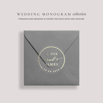 Custom Foil Stickers For Wedding Invitation Envelopes And Favours Contemporary, 4 of 12