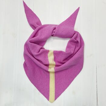 Lambswool Knitted Triangle Scarf With Stripe On Reverse, 5 of 10
