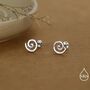 Koru Circle Spiral Internally Threaded Flat Back Earrings In Sterling Silver, thumbnail 2 of 11