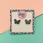 Glitter Butterfly Stud Earrings, thumbnail 2 of 4