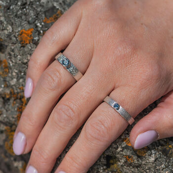 Blue Topaz December Birthstone Ring In Textured Sterling Silver, 2 of 11