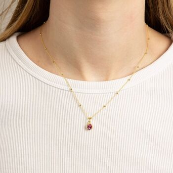 Personalised Gold Plated Sterling Silver October Birthstone Tourmaline Pendant Necklace, 2 of 10