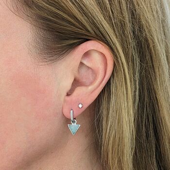 The Triangle Aquamarine Sterling Silver Earrings, 2 of 6