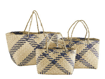 Colourful Striped Seagrass Baskets With Handles, 4 of 5