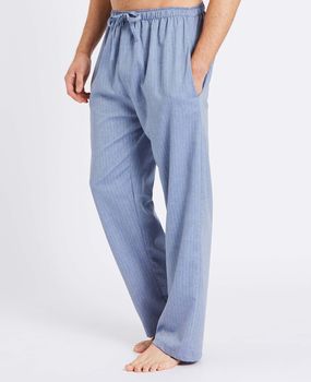 Men's Garrison Blue Herringbone Pyjama Trousers, 3 of 3
