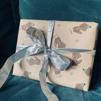 Cockapoo Dog Illustration Personalised Christmas Wrapping Paper, 3 of 7