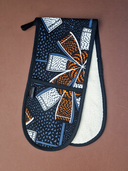 African Print Oven Gloves | Grey Deji Print, 2 of 5