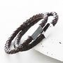 Men's Square Leather Engraved Bracelet, thumbnail 4 of 7