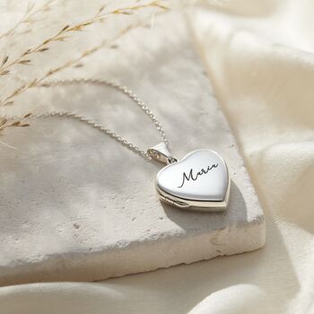 Script Name Heart Locket Necklace, 7 of 8