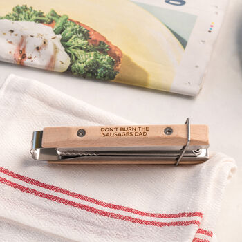 Personalised Wooden Folding BBQ Tongs For Him, 4 of 5