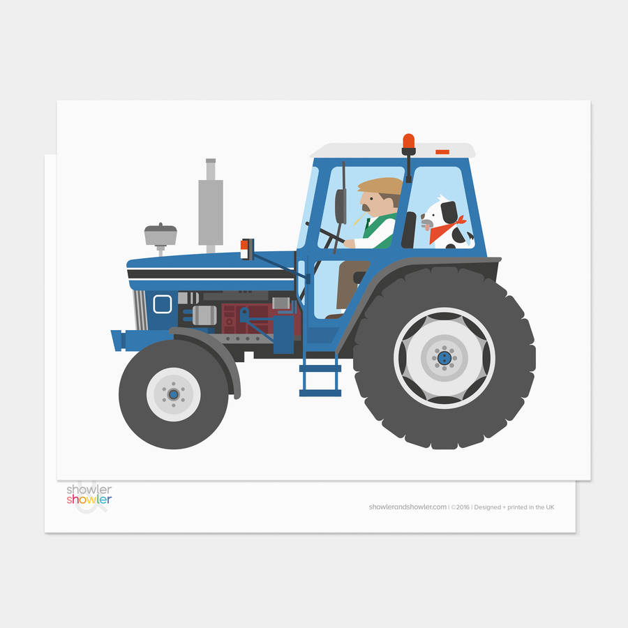 Blue Tractor Postcard