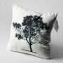White Cushion Cover With Black Tree Minimalist Design, thumbnail 3 of 7