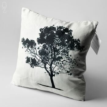 White Cushion Cover With Black Tree Minimalist Design, 3 of 7