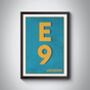 E9 Homerton Hackney London Typography Postcode Print, thumbnail 5 of 10