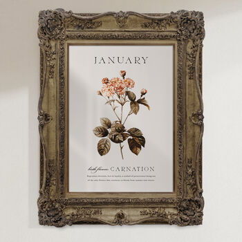 Birth Flower Wall Print 'Carnation' For January, 3 of 9