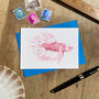 Pink Betta Fish Illustrated Blank Greeting Card, thumbnail 1 of 10