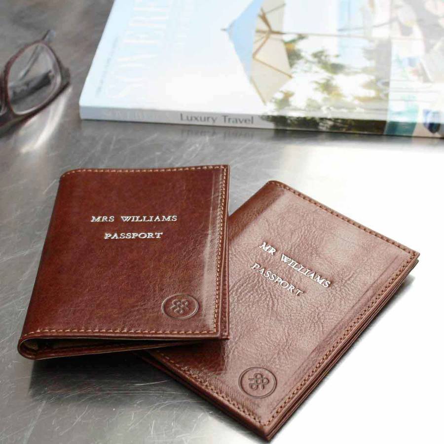 Personalised Mr And Mrs Leather Passport Holders Set, 1 of 12