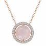 Round Rose Quartz 18k Rose Gold Plated Necklace, thumbnail 3 of 5