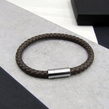 Men's Thick Woven Leather Bracelet, 4 of 11