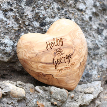 Personalised Olive Wood Valentine Anniversary Heart, 3 of 11