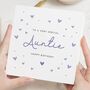 Personalised Purple Hearts Auntie Birthday Card, thumbnail 1 of 7