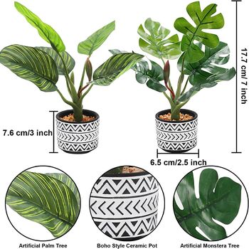Pack Of Two Artificial Plants In Ceramic Pot, 8 of 8